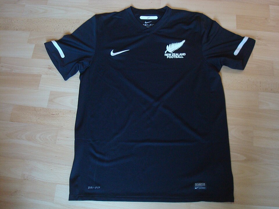 Front of the New Zealand 2010 away football shirt