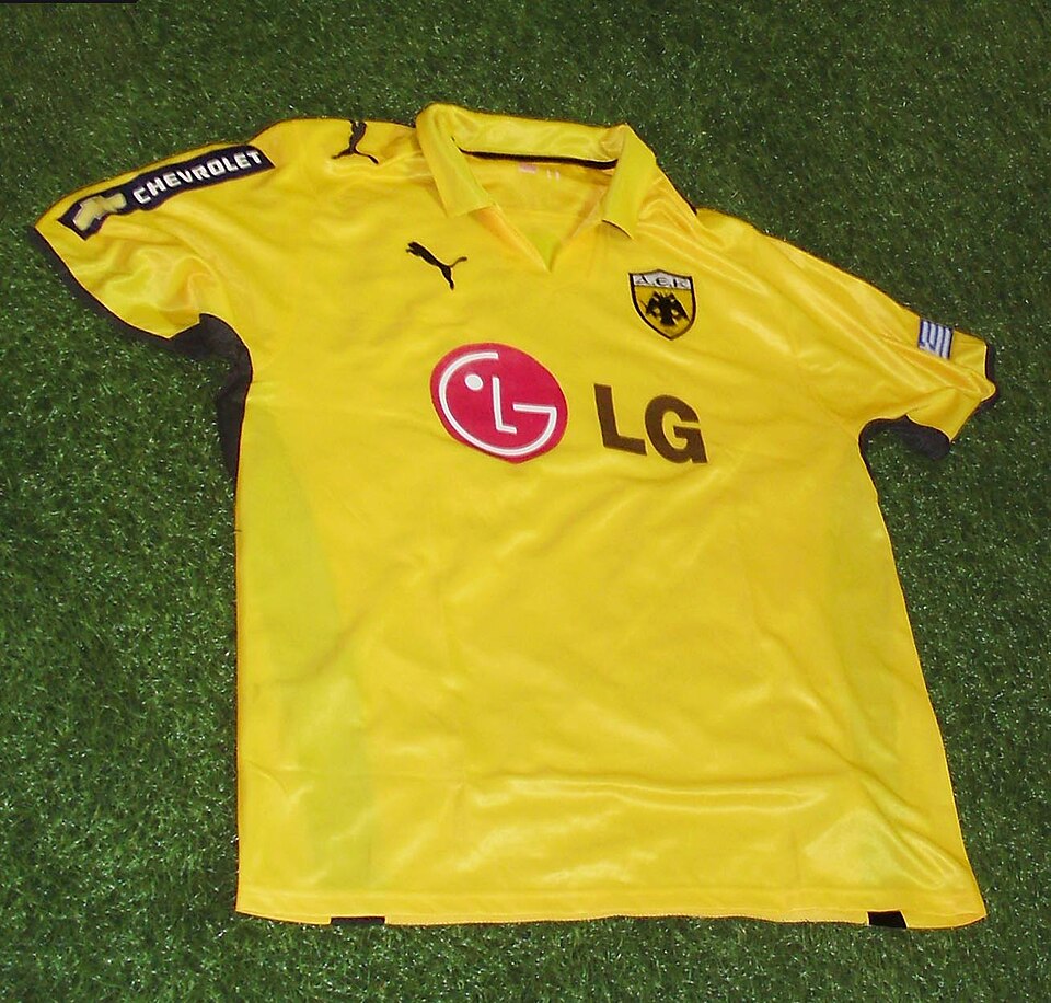 Front of the AEK Athens 2008–09 home football shirt